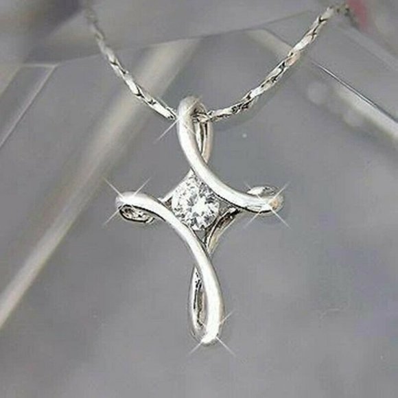 Jewelry - New Silver & Diamond Cross Necklace